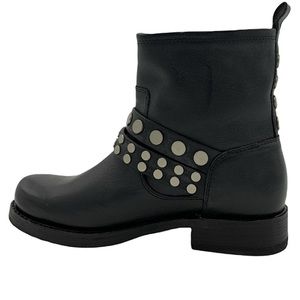 Frye Leather Stud Booties Veronica Black